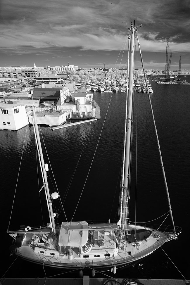 Infrared Photograph of Large Pleasure Schooner at the Washington (DC) Marina.